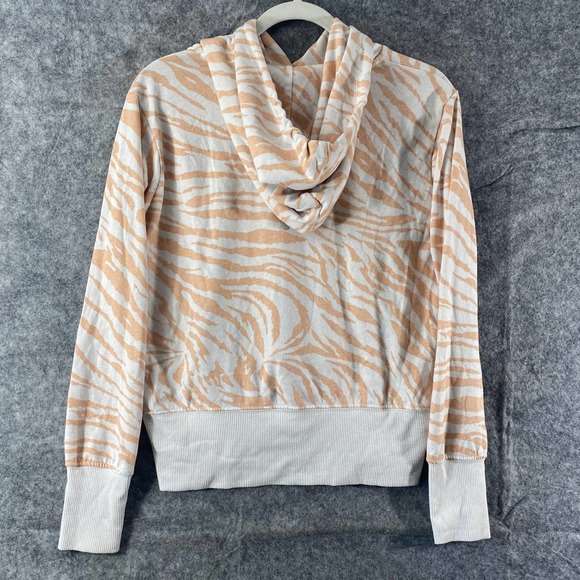 SUNDRY Hoodie XS Orange Zebra Print Long Sleeve Pullover Knit - Picture 3 of 14